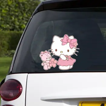 Kawaii Sanrio Hello Kitty Automobilių Lipdukai Kuromi Asmeninį Kūrybos Apdaila, Automobilių Reikmenys Vandeniui Elektrinių Automobilių Lipdukai