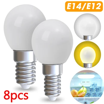 1/8PCS Mini Lemputes 220V LED Šaldytuvas Lempa Pakeisti Virtuvės Šaldytuvas Ekranas Spinta Žibintai Siuvimo Mašinos Lempos, E14/E12