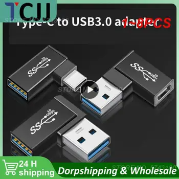 1~8PCS USB 3.0 C Tipo Moteris USB 3.0 Male OTG Adapterio 10gbps C Tipo USB 3.0 Konverteris 90 Laipsnių Kampu, OTG Jungtis