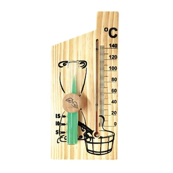 2 in 1 Saunos Termometras Smėlio smėlio laikrodis Laikmatis Mediniai Termometras Temperatūros Indikatorius