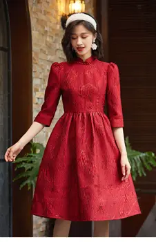 Aukštos Klasės Kinijos Drabužių Vestuves Nuotaka Bridesmaid, Raudona Cheong-sam Suknelė