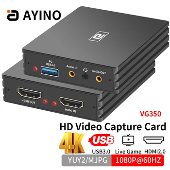 AYINO 4K60HZ HD Vaizdo Žaidimas Capturen Kortelės YUY2 USB 3.0 Linijos-out HDMI-suderinama su Mic Garso Įrašo Live Transliacijos Transliacijos TV