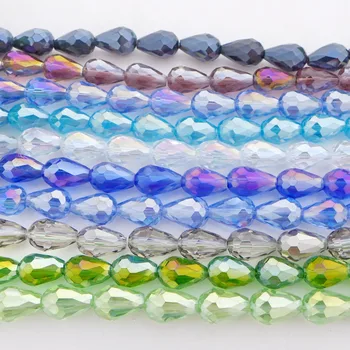 didmeninė 6x8/8x11/10x15mm 5500 vandens lašelius/ašaros kristalų, stiklo karoliukų aukščiausios kokybės pagrindinių spalvų AB nemokamas pristatymas-2