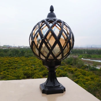 Europos kiemas po stiklo kamuolys lempa E27 lemputės, lauko vandeniui rūdžių kraštovaizdžio lempos