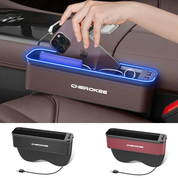 Gm Automobilių Sėdynės Saugojimo Dėžutė su Atmosfera Šviesą Jeep Cherokee Valymo Organizatorius USB Įkrovimo Priedai