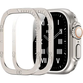 Grūdintas Stiklas Apple Watch band ultra 49mm Screen Protector Anti-Scratch Full HD Kino Metalo Bamperis iWatch Ultra 49 mm Dirželis