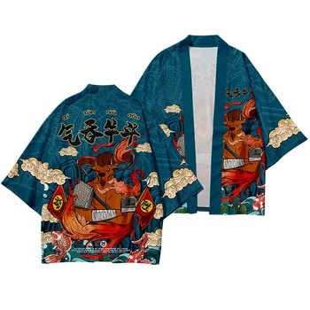 Kimono Vyras Japonijos Cardigan Harajuku Yukata Tradicinės Samurajų Prarasti Haori Drabužių Streetwear Kinų Naujųjų Metų Šventė