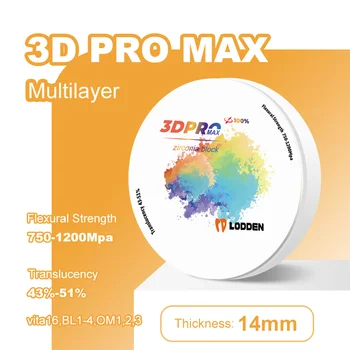 Lodden, Cirkonio Blokuoti Dantų Lab Medžiaga, 3D Pro MAX Cirkonis disko 98*kaip 14mm Dantų CAD CAM Karūna Tiltas VITA16& BE1-4