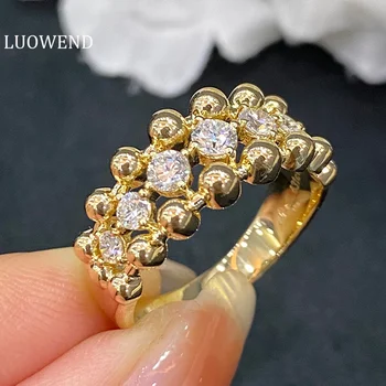 LUOWEND 18K Baltos arba rožinės arba Geltonos Aukso Žiedus Nekilnojamojo Gamtinių Deimantų Žiedas Mados Dizaino Vestuvių Papuošalai Moterų Dalyvavimą
