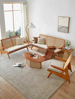 Medžio masyvo sofa-rotango Šiaurės retro B&B projektas sofa-lova, kėdė vienos kėdės kambarį derinys tiktų Japonijos dvigubai