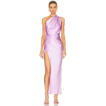 Moterų Vakare Gown Dress Seksuali Nuožulnios Pečių Aukštos Ritininės Maxi Suknelės iki 2023 m. Rudenį Elegantiškas Prašmatnus Įžymybė Šaliai, Skraistės Drabužiai
