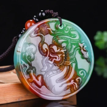 Natūralių Spalvų Ranka raižyti Jade Dragon Pakabukas Mados Boutique Papuošalai, Vyrų ir Moterų Zodiako Karoliai Dovana