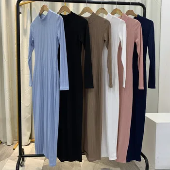 Naujas Arrivalsr Drabužius Moterų Megztinis Vidinis Suknelė Musulmonų Dubajus Abaja Turkija Kaftan Traukti Femme Arabų Kuklus Skraiste ilga suknelė