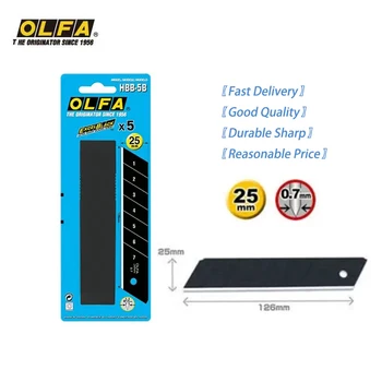 Olfa HBB-5B, raštinės reikmenys peilis 25mm black ultra sharp super sunkus snap disko pakeitimo, 5 Vnt tinka H-1 