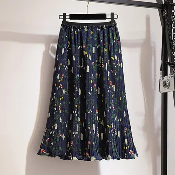 Pavasario korėjos temperamentas gėlių Spausdinti prarasti šifono plisuotos 2022 naujas produktas, naujas Prašmatnus Vestido sijonas