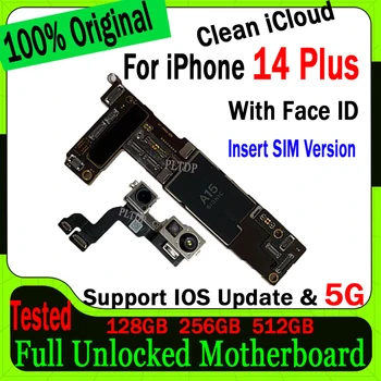 Su/No Face ID Mainboard IPhone 14 Plus pagrindinė Plokštė Originalus Atrakinti Švarus Icloud IPhone 14 Plius Logika Valdybos 100% Testuotas