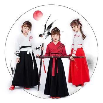 Tradicinis Cosutume Vaikus Japonų Kimono Stiliaus Baby Girl Berniuko Kostiumas Siuvinėjimo Krano Haori Skraiste Šalies Cosplay