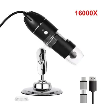 UYANGG Profesinės USB Skaitmeninis Mikroskopas 1600X 8 Led 2MP Elektroninių Mikroskopų Endoskopą Zoom Fotoaparatas didinamasis stiklas+ Stendas, Liftas