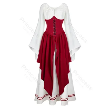 Viduramžių Suknelė Moterų Europos Drabužių Viktorijos Suknelė Plius Dydžio Renesanso Suknelės Ilgomis Rankovėmis Helovinas Kostiumas Cosplay Raudona