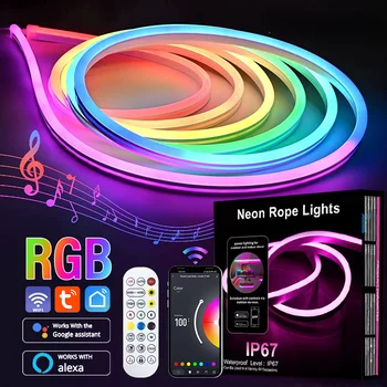 WIFI Smart LED Neon Virvę, RGB Šviesos Neonas, Juostelės 24W 