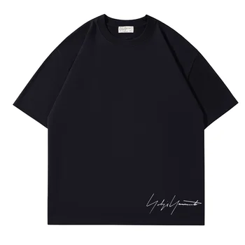Yohji Yamamoto vyriški T-shirt 2023 m. Vasarą 20-mečio Pagrindinio Parašas Logotipas Tees Atsitiktinis Medvilnės trumpomis Rankovėmis Viršūnes Moterų Tendencijos