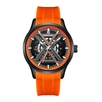 Ženklas Fairwhale Vyrų Automatinis laikrodis 42mm Prabangių Laikrodžių Sporto Mechaninis Laikrodis 30M atsparus Vandeniui Šviesos Skeletas